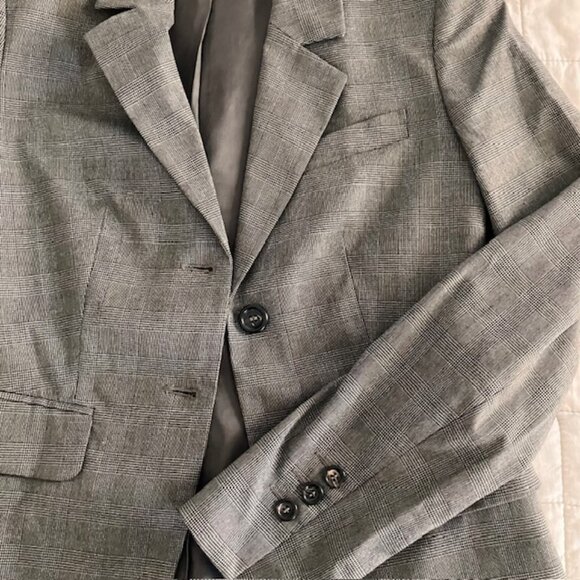 VTG Benneton Stile women's brown plaid blazer Size S - Picture 3 of 5